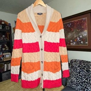 Soft Grunge 90’s Grandpa Cable 3D Knit Button Front Cardigan Size Large (14-16)